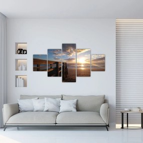 Obraz molo, plaży i morza (125x70 cm)