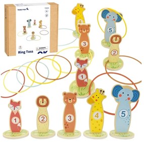 Tooky toy rzut do celu drewniana gra zręcznościowa obręcze 15 el.