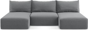 Szary aksamitny rozkładany/ze schowkiem narożnik (w kształcie litery U) Kalena – Makamii