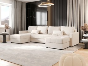 BEDANTE narożnik MOS U BIS Cosmic 10 beżowy z funkcją spania sofa w kształcie litery U z pojemnikiem na pościel