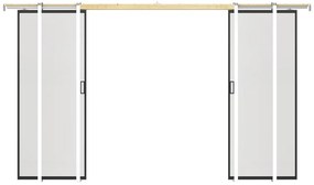 Drzwi przesuwne podwójne chowane w ścianie - aluminium i matowe szkło hartowane - 2 x wys. 205 x szer. 73 cm - LINCI II