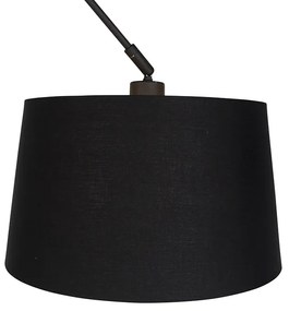 Lampa wisząca czarna z czarnym i złotym abażurem bawełnianym 35 cm - Blitz Nowoczesny Oswietlenie wewnetrzne