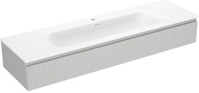 Mexen Rivel szafka łazienkowa 140 cm z umywalką Vela, 1 szuflada, ryflowana , szara mat/biała mat - 91A20-16023-1-BF62-W23M01
