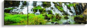 Obraz - wodospady z zielenią (170x50 cm)