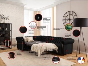 Czarny aksamitny rozkładany narożnik (lewostronny/w kształcie litery L) York Blik – Ropez