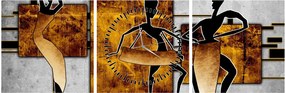 Obraz - Motywy kultury afrykańskiej (z zegarem) (90x30 cm)