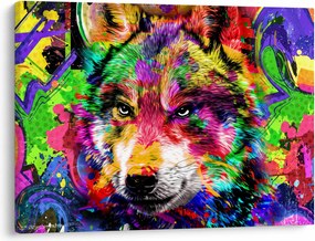Obraz - Wilk z graffiti (70x50 cm)