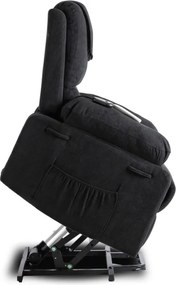 Fotel Masujący FENIX z Funkcją Wstawania Elektrycznie Rozkładany Czarny Nowoczesny