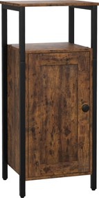 HOMCOM Stolik pomocniczy z miejscem do przechowywania, 2 otwarte półki, regulowany 3-poziomowo, drzwi magnetyczne, Brąz