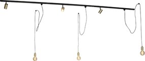System szynowy 1-fazowy z 3 reflektorami i 3 lampami wiszącymi złoty - Cavalux Jeana
