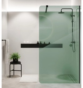 Ścianka prysznicowa WALK IN FIX zielona 8 mm MOLIS NATURE Green Round MASSI I Różne rozmiary : Kolor profili kabiny - chrom / srebrny, Szerokość ścianki - 80 cm, Typ montażu - WALK in FIX (Do ściany)