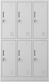 Szafka szkolna BHP szara: 6-komorowa IGOREK, 900 x 1500 x 450 mm