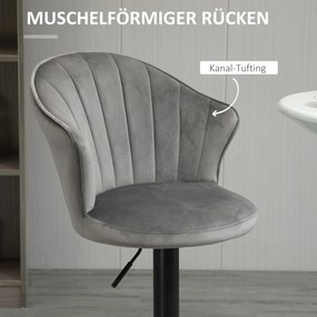 HOMCOM Zestaw 2 hokerów obrotowych z oparciem regulowana wysokość szary aksamitny materiał | Aosom PL