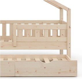 Łóżko domowe naturalne drewno 167.6x87.6x133.6 design