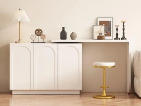 Toaletka obrotowa chowana z MDF - 3 drzwi z 6 regulowanymi półkami - Biała