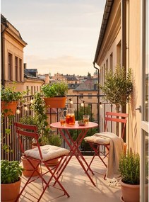 Stalowy zestaw mebli ogrodowych w kolorze terakoty dla 2 osób Austin – Bizzotto