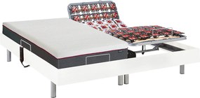 Elektryczne łóżko relaksacyjne z płytek, materac z pamięć kształtu ATRIDE marki Ysmée- silniki OKIN - kolor biały - 2 x 90 x 200 cm