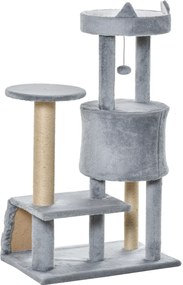 6 PawHut drapak do ostrzenia pazurów z jaskinią i drabinką 100cm wysokość drzewko do wspinaczki dla kotów w kolorze szarym | Aosom PL