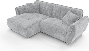 Jasnoszary narożnik z tkaniny szenilowej (lewostronny/z szezlongiem) Nelia – Ropez