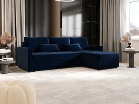 BEDANTE narożnik MOS L BIS Itaka 11 ciemnoniebieski prawa z funkcją spania sofa w kształcie litery L z pojemnikiem na pościel sofa do salonu kanapa sofa rozkładana