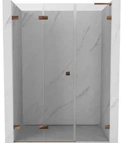 Mexen Lunar-F L drzwi prysznicowe składane lewe 130 cm, transparent, różowe złoto - 836SL-130-050-60-00-L