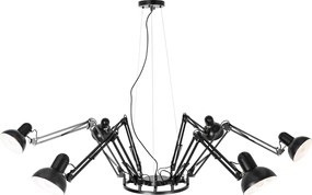 Industrialna lampa wisząca czarna 6-światłowa regulowana - Hobby Spinne