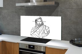 Szkło do Kuchni na Ścianę Szkic: Oblicze Jezusa
