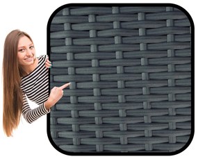 Meble ogrodowe Ratina NM-03, dwuosobowa sofa ze stolikiem, kolor szary, poduszki szare