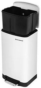 SongmicsHome Kosz na śmieci z wolnym zamykaniem SLOW, 30l, biała