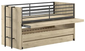 Piętrowe łóżko dziecięce z wysuwanym łóżkiem i stelażem 90x200 cm Sam – Vipack
