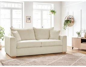Kremowa sztruksowa rozkładana sofa 225 cm Augustin – Bobochic Paris