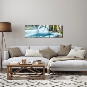 Obraz - Skały z wodospadami (z zegarem) (90x30 cm)