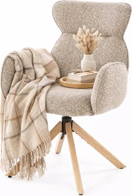 Obrotowe krzesło tapicerowane ciemny beż + dąb naturalny D7-M28