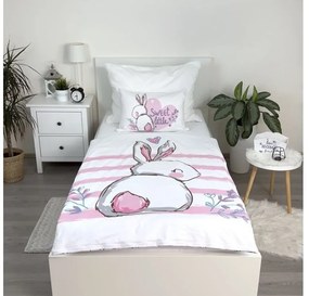 PrzytulneMieszkanie.pl PrzytulneMieszkanie.pl Bawełniana pościel do łóżeczka BUNNY SWEET biała Rozmiar pościeli: 40 x 60 cm | 100 x 135 cm