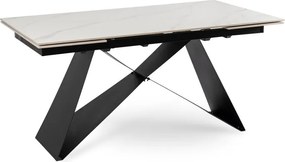 Stół Rozkładany Prostokątny VICTOR 160-240 cm Ceramiczny Biały Marmur/Czarny do Jadalni Nowoczesny Loft