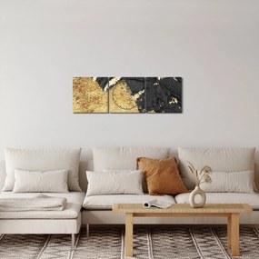 Obraz - Złota struktura N⁰1 (z zegarem) (90x30 cm)