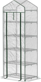 Outsunny Mini-szklarnia na kwiaty lub warzywa, stal, plastik, 69 dł. x 49 szer. x 193 wys. cm, Biała