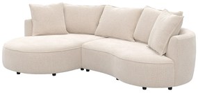 Kanapa narożna prawostronna z beżowej tkaniny szenilowej CEPRANO od Maison Céphy