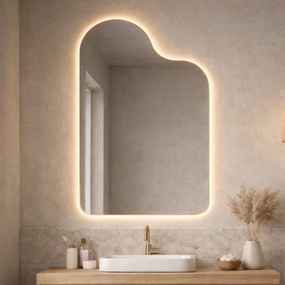 Lustro o nieregularnym kształcie oszlifowane z podświetleniem LED BLOOM| Różne rozmiary | Różne kolory : Kolor tafli szkła - Brąz, Rozmiar - 80x80 cm