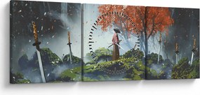 Obraz - Ilustracja przedstawiająca Ogród Mieczy (z zegarem) (90x30 cm)