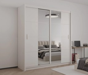 Szafa Przesuwna KARTHUS 203 cm z Lustrem Szafa Dwudrzwiowa Odcienie beżu
