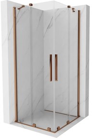 Mexen Velar Duo kabina prysznicowa rozsuwana 90 x 90 cm, transparent, różowe złoto - 871-090-090-02-60