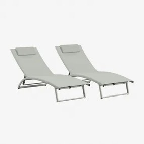 Zestaw 2 Aluminiowych Leżaków Z Regulowanym Oparciem I Poduszką Dulem Awokado - Sklum