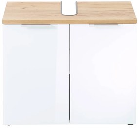 Biała szafka pod umywalkę w dekorze dębu 70x58 cm Pescara – Germania