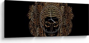 Obraz złotego Buddy (z zegarem) (90x30 cm)