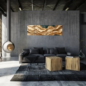 Obraz - Zielona abstrakcja ze złotem II. (170x50 cm)