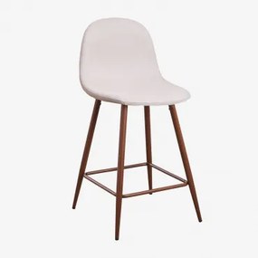 Wysoki Stołek Glamm Kremowa & ↑65 Cm & Ciemne Drewno - Sklum