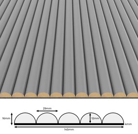 Szary ryflowany panel ścienny L3-W37