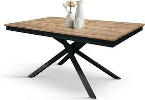 Drewniany stół, efekt dębu, antracytowa podstawa, 140x80-190x80cm długości - VOLPAIA