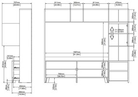 Biało-naturalny zestaw pod TV w dekorze dębu 209x183x48 cm Next – Tvilum